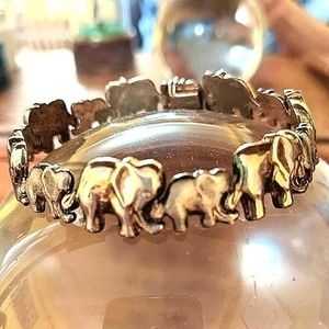 Vintage Silver Elephants bracelet ITALY  925 Sterling